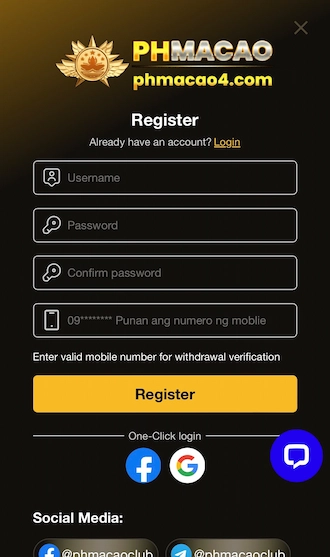Step 2: phmacao: Fill in the Registration Information in the Form